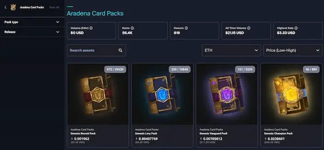 Purchase Card packs on ImmutableX